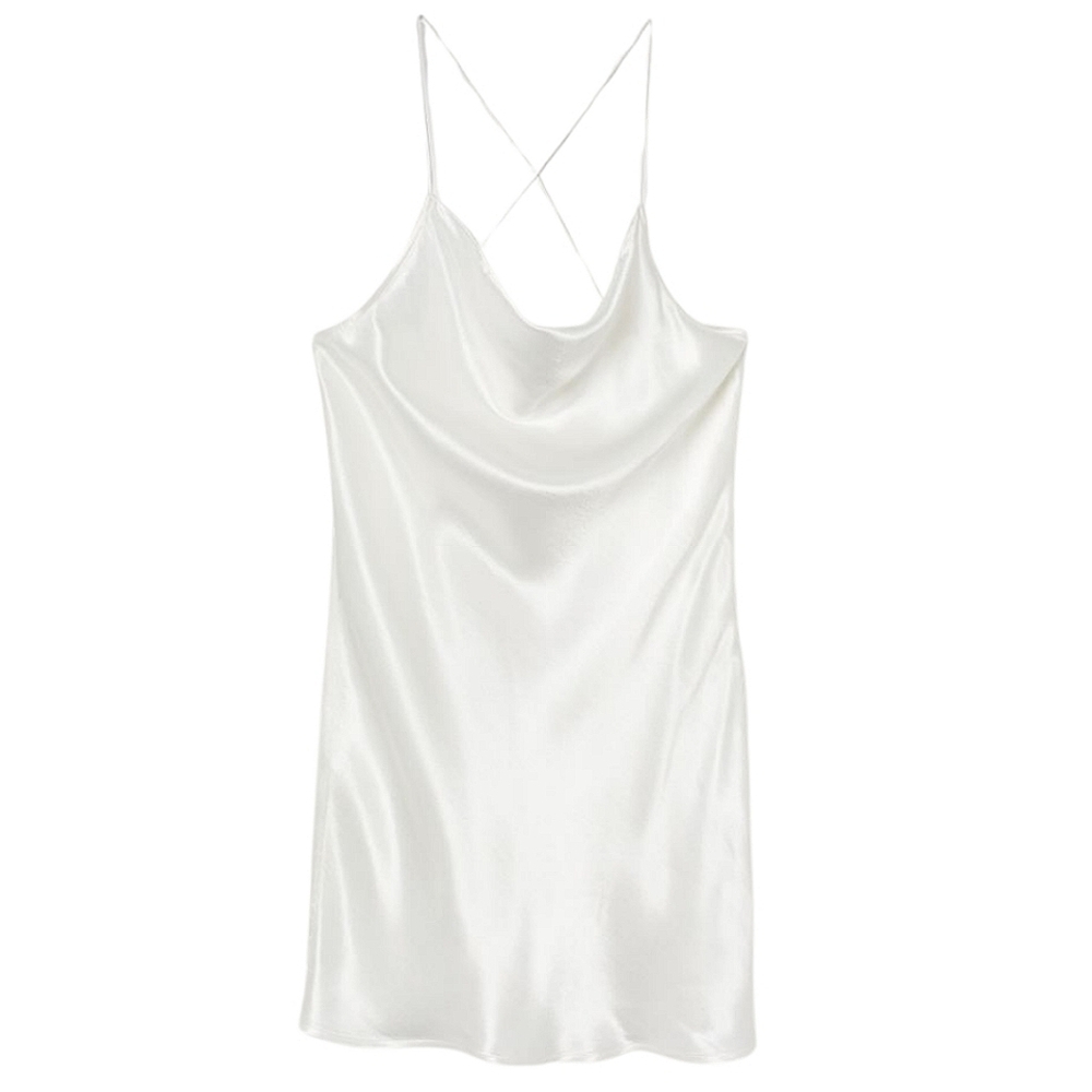 H&M Draped Cream Satin Finish Dress Size 12